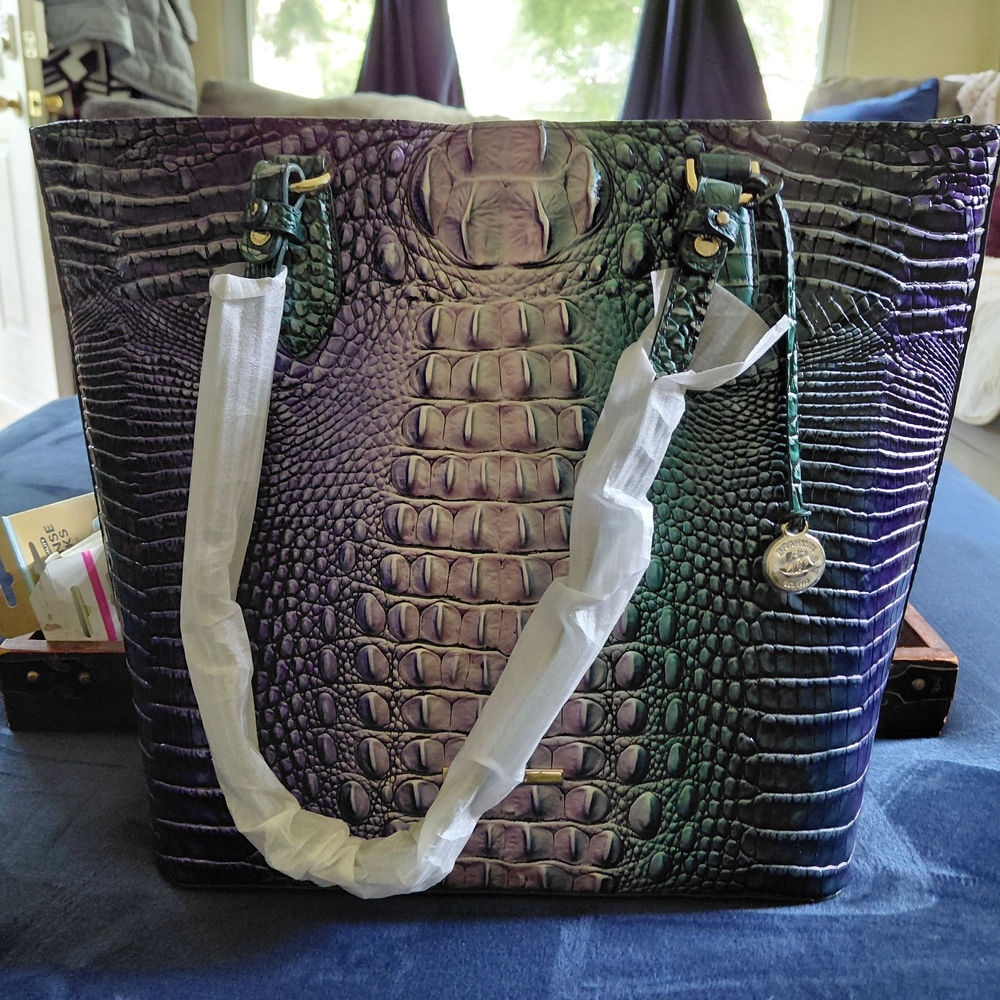 Elegant Multicolor Crocodile Embossed Tote Bag